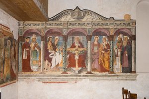 Sint Pietro en Paolo kerk, Valvasone, Friuli, Italië (fresco) door Pietro da Vicenza