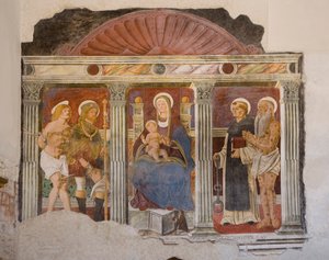 Sint-Pietro en Paolo kerk, Valvasone, Friuli, Italië (fresco)