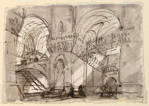 Toneelontwerp, Gevangenisinterieur door Pietro di Gottardo Gonzaga