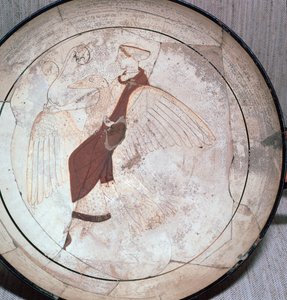 Detail van een kylix met Aphrodite rijdend op een gans, 5e eeuw v.Chr.