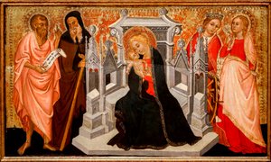 Madonna en kind met heiligen. 15e eeuw