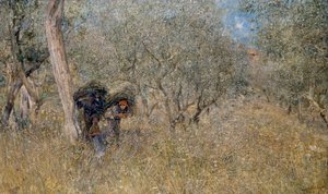 Onder olijfbomen, fascines, door Plinio Nomellini door Plinio Nomellini