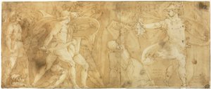 Perseus met het hoofd van Medusa, Phineus en zijn volgelingen in steen veranderend