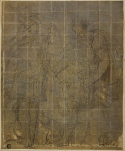 Twee Romeinse krijgers met zijwolf, Romulus en Remus door Polidoro da Caravaggio