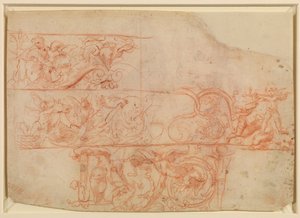 Twee staande mannelijke figuren, studies voor Evangelisten?, recto, 16e eeuw