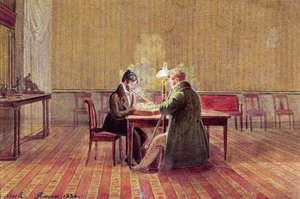 Adam Bernard Mickiewicz (1798-1855) speelt schaak met een vriend, 1830