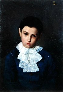 Portret van een jongen met kanten kraag