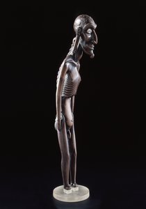 Houten figuur gesneden in de vorm van een man, van Paaseiland, voor 1894 (hout & obsidiaan) door Polynesian School