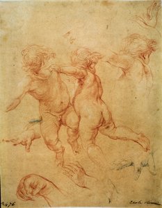 Twee vliegende putti, studie door Pompeo Batoni