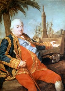 Portret van de Ridder Pierre Andre de Suffren van Saint Tropez (Saint-Trophez), baljuw van Suffren (1729-1788). Schilderij door Girolamo Pompeo Batoni (1708-1787). Museum van de Kastelen van Versailles