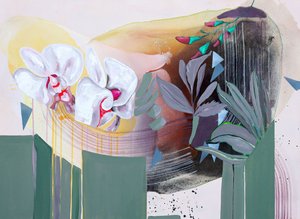 Witte orchidee – abstract door Poonam Choudhary