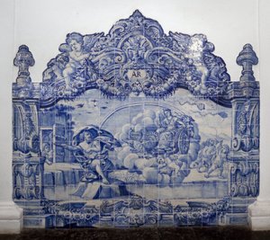 Allegorie van de lucht - Azulejos, geschilderd faience door Portuguese School