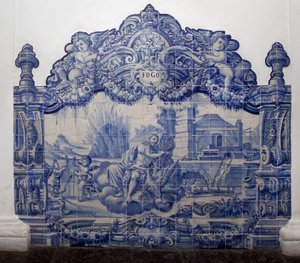 Allegorie van het vuur - Azulejos, geschilderd aardewerk door Portuguese School