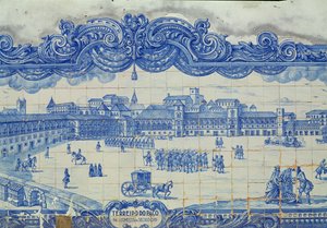 Azulejos tegels met de Praca do Comercio, Lissabon door Portuguese School