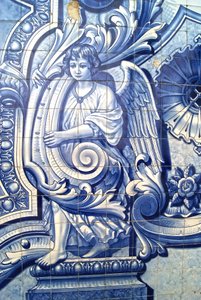 Decoratief paneel dat een engel afbeeldt, Lamego, Portugal. 1738 door Portuguese School