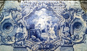 Decoratief paneel met de annunciatie, Lamego, Portugal. 1738 door Portuguese School