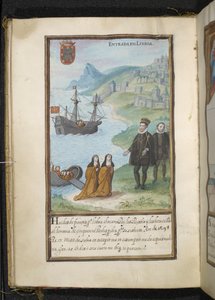 Illustratie, uit een geschiedenis van de omzwervingen van de Syon Nonnen, samengesteld in Lissabon in het begin van de 17e eeuw door Portuguese School