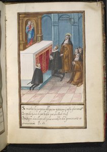 Illustratie uit een geschiedenis van de omzwervingen van de Syon Nonnen, samengesteld in Lissabon in het begin van de 17e eeuw door Portuguese School