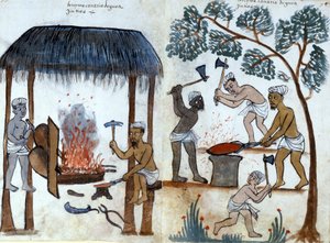 De primitieve Indiase metallurgie. 16e-eeuws Portugees manuscript. Rome, Bibl. Casanatense. door Portuguese School