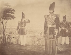 [Een Perzische revue in een schilderij dat ooit toebehoorde aan Ardeshir Mirza, oom van de koning.]