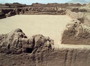 Chimu-cultuur: uitzicht op de precolumbiaanse stad Chanchan, 850-1470 AD door Pre Columbian Pre Columbian