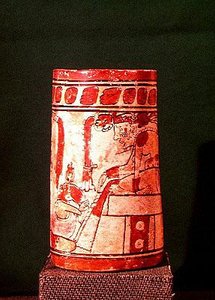Cilindrische vaas, Maya, 7e-8e eeuw