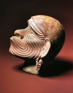 Mannelijk hoofd uit Trujillo, Moche cultuur, Pre-Columbiaanse beschaving, 4-9e eeuw