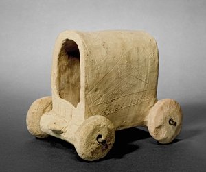 Model van een overdekte wagen, vermoedelijk uit Hammam bij Carchemish (Jerablus) Syrië, ca. 2400-2300 v.Chr. door Prehistoric