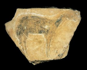 Zwarte hinde, Parpallo Grot, Spanje, Boven-Paleolithicum door Prehistoric Prehistoric