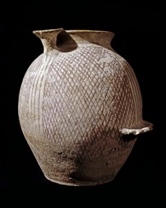 Prehistorie: polychrome keramische vaas uit Jericho. 3000-2100 v.Chr. Amman, Archeologisch Museum, Jordanië