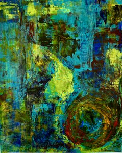 Dynamische abstracte wervelingen in blauwgroen door Preston Harmon