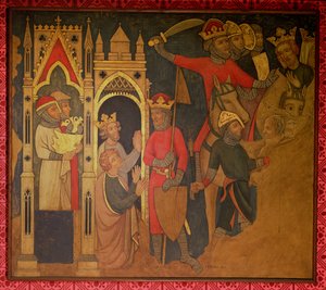 Gevangenschap van koning Jojachin van Israël, reconstructie van een muurschildering oorspronkelijk in de Painted Chamber van het Palace of Westminster door Professor Ernest Tristram