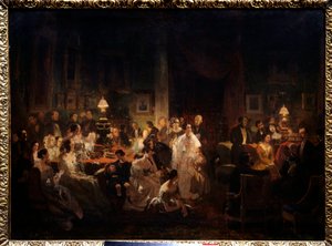 Horace Vernet deelt de ontdekking van de daguerreotypie in de salon van Monsieur Irisson (10 rue Antin, de avond van 10 augustus)
