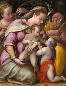 Heilige Familie met St. Catharina van Alexandrië en de jonge St. Johannes de Doper, circa 1551-1556 door Prospero Fontana