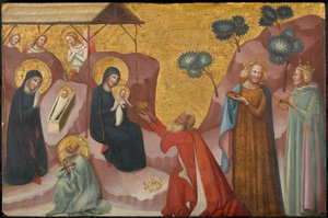 De Geboorte en de Aanbidding van de Wijzen, circa 1325-1330 door Pseudo Jacopino di Francesco