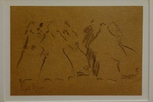 schets van vrouwelijke figuren, Narcís Puget Riquer, houtskooltekening, Puget museum, adellijk huis Can LLaudis, Dalt Vila, Ibiza, Balearen, Spanje door Puget Riquer
