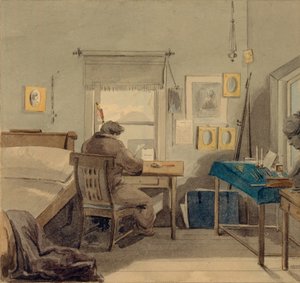 Aan het werk. In het huis van Pavel Nashchokin, 1824 door Pyotr Fyodorovich Sokolov