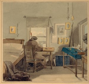 Aan het werk. In het huis van Pavel Nashchokin, 1824 door Pyotr Fyodorovich Sokolov