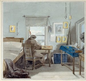 Aan het werk. In het huis van Pavel Nashchokin (Moskou) door Pyotr Fyodorovich Sokolov