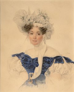 Portret van Gravin Varvara Sergeyevna Golitsyna 1794-1875, geboren Rumyantseva-Kagulska, midden 1830s door Pyotr Fyodorovich Sokolov