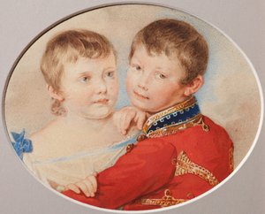 Portret van Kroonprins Alexander Nikolayevich en Groothertogin Maria Nikolaevna als Kinderen