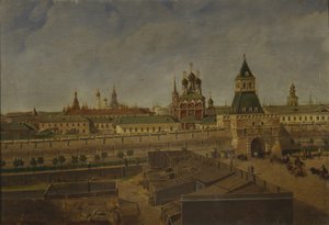 De Ilyinsky Poorten in Moskou, midden 19e eeuw