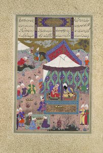 Het Huwelijk van Sudaba en Kai Kavus, Folio 130r uit de Shahnama..., ca. 1525-30 door Qasim ibn 
