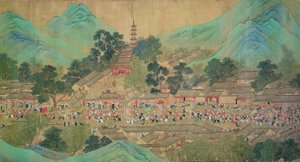 Tour van Keizer Kang Shi door Kiang-Han in 1699, naar Chaio Ping Chen door Qing Dynasty Chinese School
