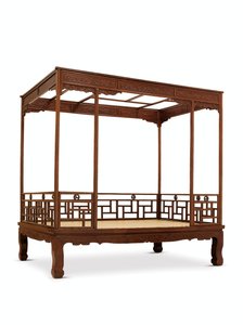 Huanghuali zes-poster hemelbed, Jiazichuang Qing Dynastie door Qing Dynasty Chinese School
