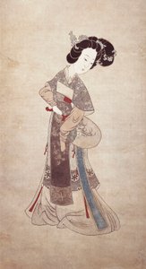 Dame van China, door Ren Shyong (schilderij op zijde)