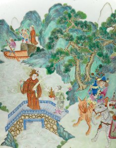 Detail van een paar keizerlijke Famille Rose vazen door Qing Dynasty   Jiaqing Period Chinese School