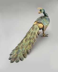 Cloisonné pauwvormige wierookbrander door Qing Dynasty   Qianlong Period Chinese School
