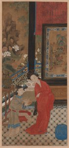 Yang Guifei verlaat het bad door Qing Dynasty Chinese School