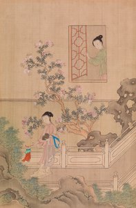 Vrouw op brug - Vrouw bij raam door Qiu Ying